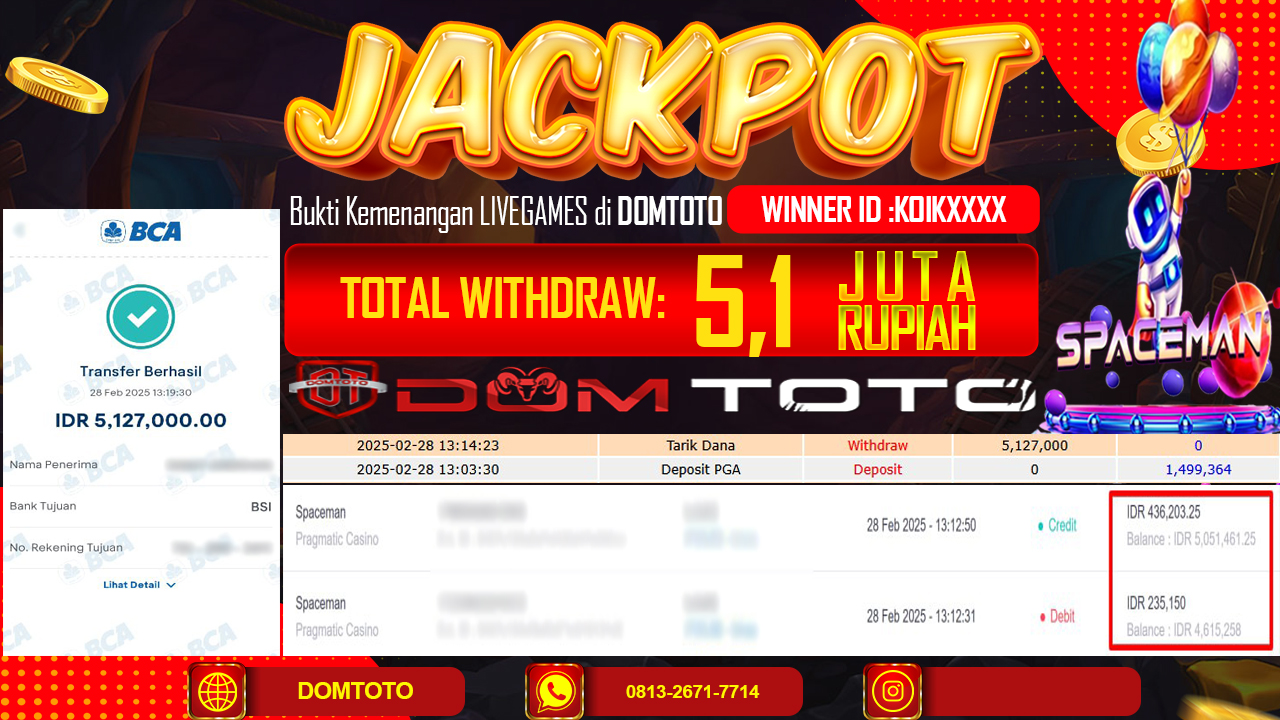 JACKPOT LIVE GAMES SPACEMAN 28 FEBRUARI 2025